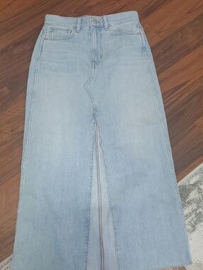 Madewell Light Blue Denim Maxi Skirt with Front Slit
